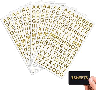 Aixoom 7 Sheets Gold Letter Stickers Small Gold Alphabet Self Adhesive G...