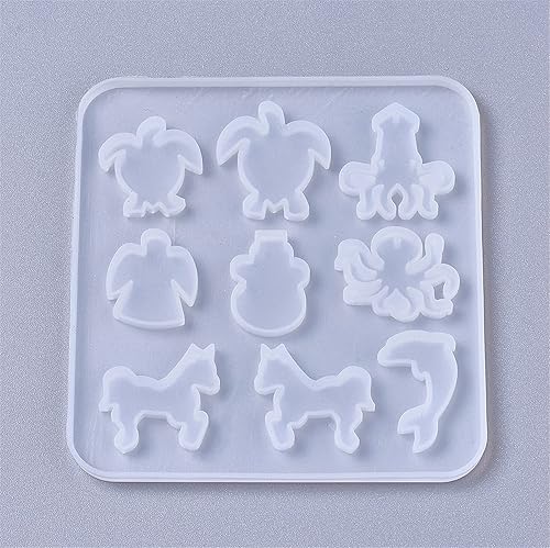 Miniatura 10 de Craftdady 9 moldes de silicona de cabujón para conchas, hojas de flores, fresas, cuentas de resina, colgantes de fundición de joyería, molde para