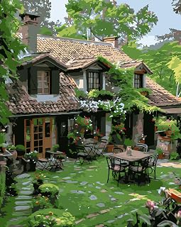 JYXSJYYD Paint by Numbers Kit for Adults Beginner,Forest House Easy Paint by Number Kits Canvas Without Framed,DIY Acrylic Oil Painting Adults Paint by Numbers Kits for Home Wall Decor 16x20 Inch