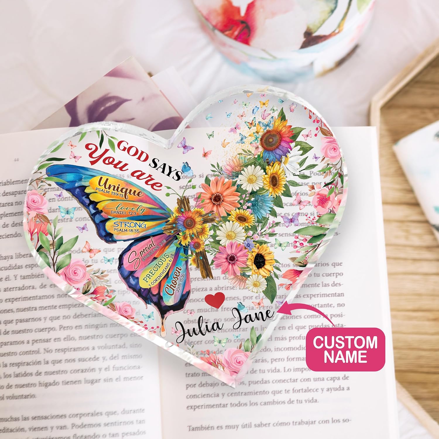 Customized Christian Decorative Sign, Religious Christian Gifts For Women Faith, Christian Birthday Gifts For Christian Women, Butterfly Decorations, Bible Gifts For Women 4