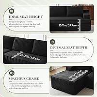 Vista 6 de Sofás seccionales de 96 pulgadas para sala de estar, sofá de nube tapizado en forma de L, sofás modulares modernos con diván