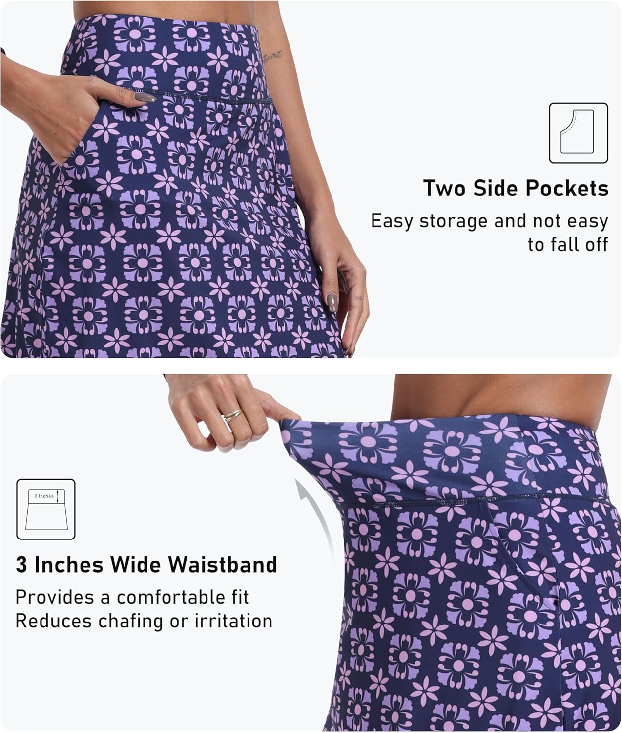 MoFiz Women's 20" Summer Knee Length Golf Skorts Athletic Skirts Casual Active Workout Sports Tennis Skirt with 4 Pockets - Image 4