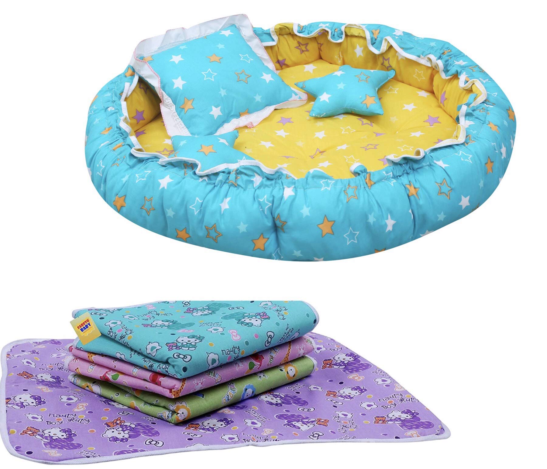 Fareto Baby 1 Nest & 4 Waterproof 3 Layer Layer Changing Mats(0-6 Months)-image-8