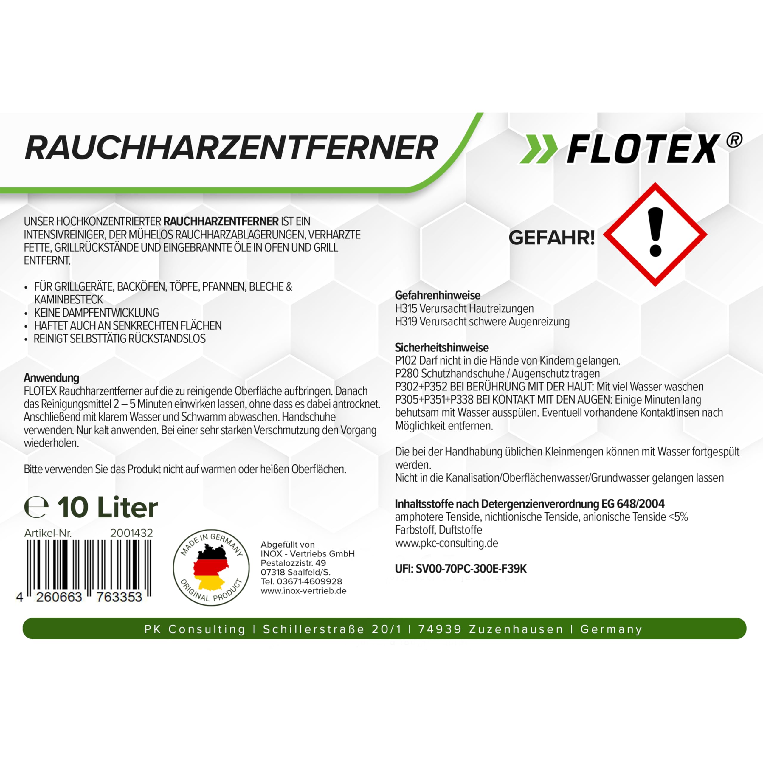 10L Rauchharzentferner I Backofenreiniger extra stark I Grillreiniger Gasgrill I Extrem kraftvoller Grillrost Reiniger I Rauchharzentferner Konzentrat dank effektiver Formel