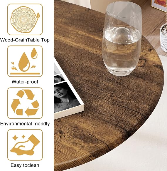Modern Coffee Table for Living Room Small Mid Century Coffee Table Rustic Oval Coffee Tables Retro Accent Sofa Center Tables for Living Room Easy Asse, 108 D x 56 W x 40 H