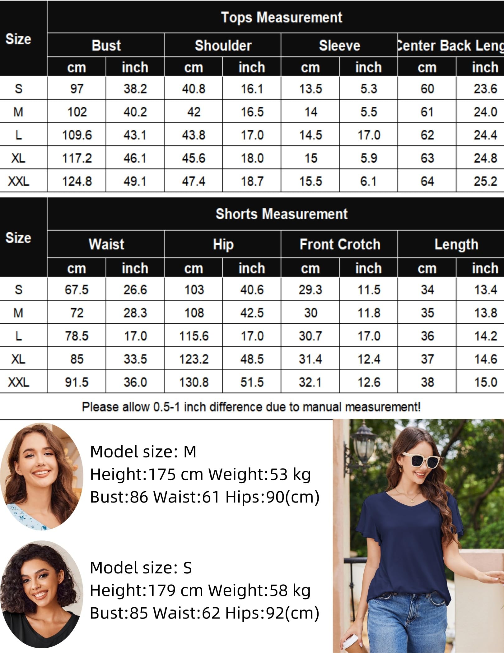 Ekouaer Lot de 2 Pyjama Femme Ete Manches Volantées Col en V Court Ensembles de Pyjama Femme Doux et Léger Vêtements de Nuit Femme S-XXL