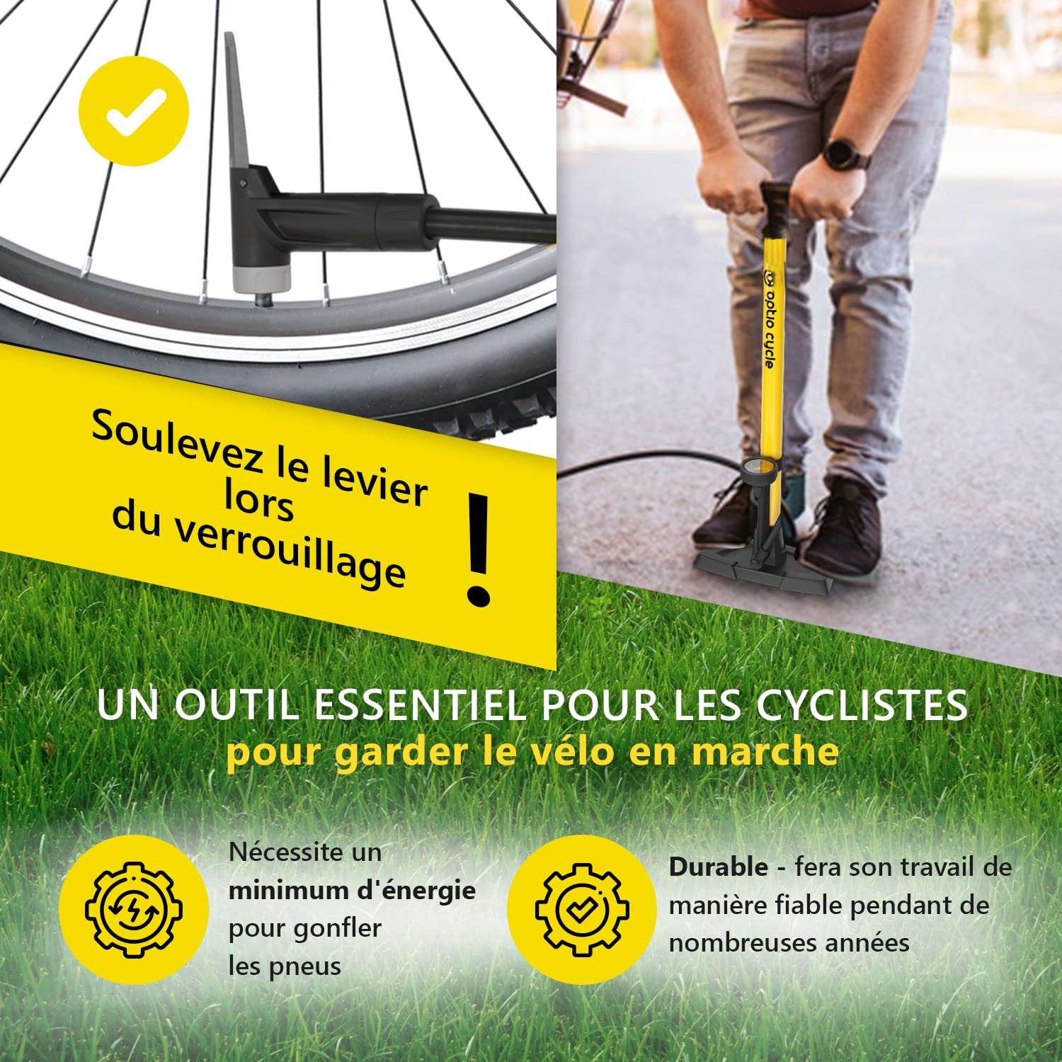 Pompe à Pied Vélo avec Manomètre 11 Bar / 160 PSI pour Presta et Schrader VTT Route E-Bike
