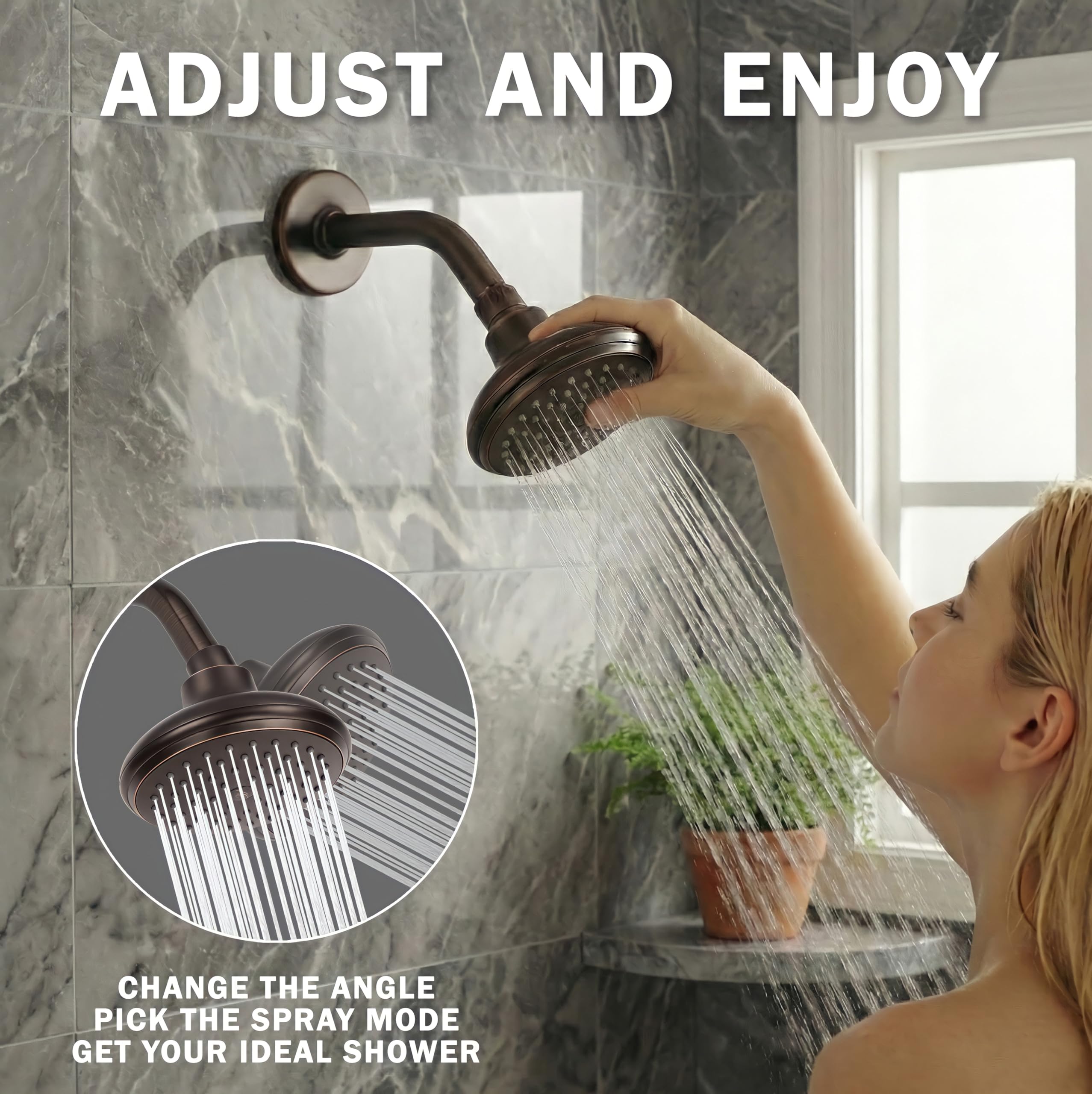 Aqua elegante cabeza de ducha de 4 pulgadas de alto flujo – Gran presión de agua en soporte de pared alcachofa de ducha