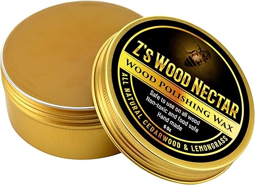Z's Wood Nectar - Esmalte y acondicionador de cera de abeja natural para muebles (6 onzas), hierba de limón de madera de cedro