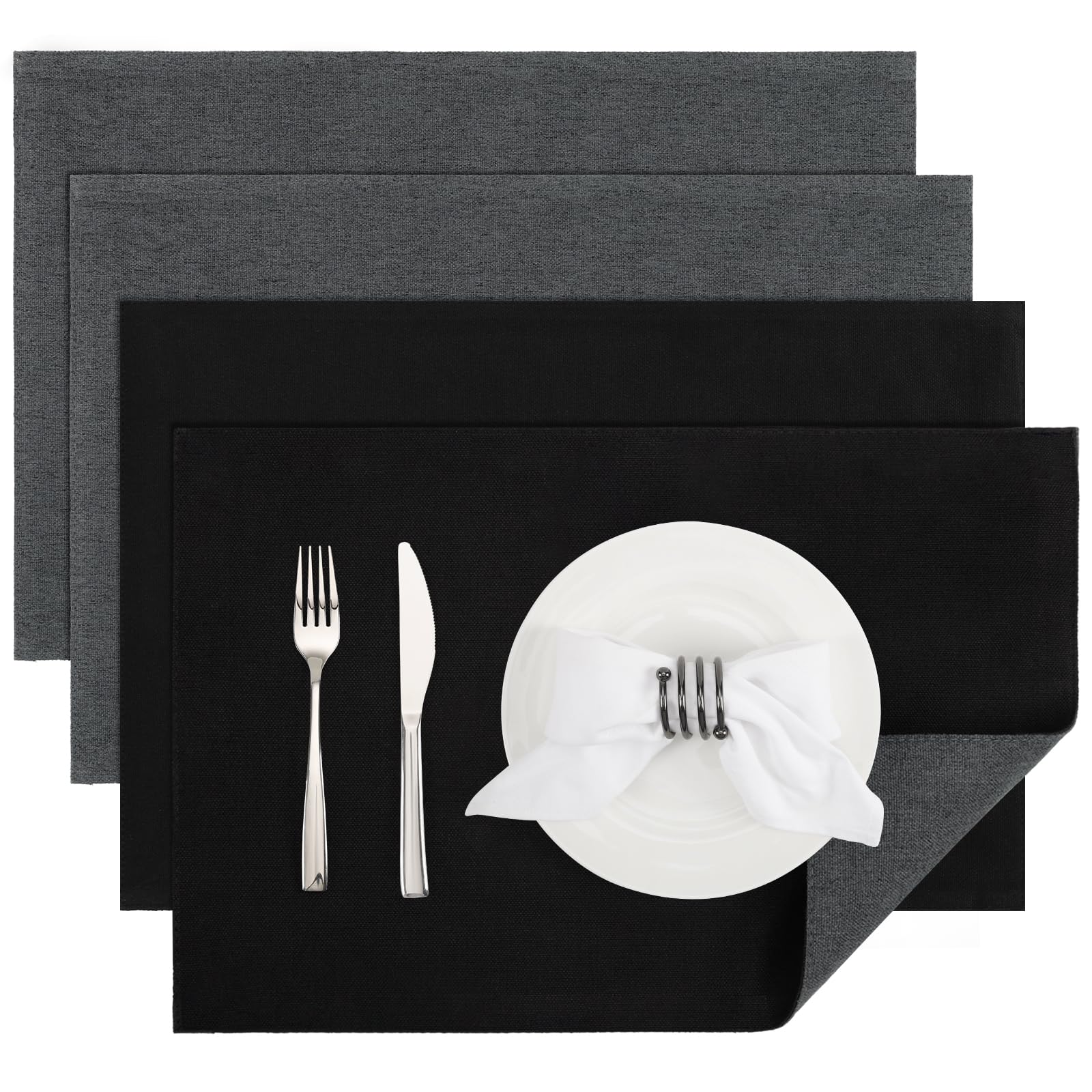 Banchif Platzsets Leinenimitat Tischsets Abwaschbar Tischsets Doppelseitigen Platzsets Stoff Platzdecken maschinenwaschbar 30 x 45 cm