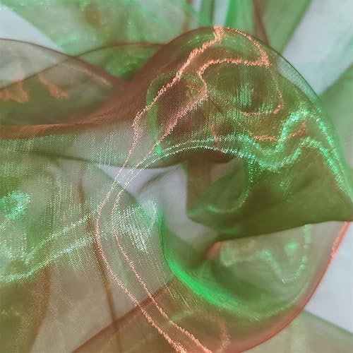 Miniatura 2 de Tela de organza transparente ligera de dos tonos, gasa holográfica iridiscente, tela de tul de encaje oganza para vestido, fiesta, fondo brillante,