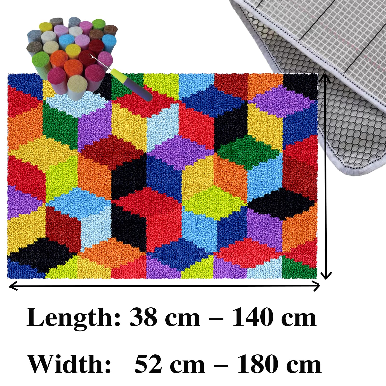 Kit de Alfombra de Gancho Alfombra Latch Hook Kits Pestillo Alfombra Hacer Tapices 3D Tapiz Kits Kits de Alfombras con Gancho de Pestillo Kit de Punto de Cruz Fabricación para Adultos 80 x 115 cm