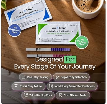One Step 45 Ovulation Test Strips & 15 Pregnancy Test Strips - OPK Test Kit