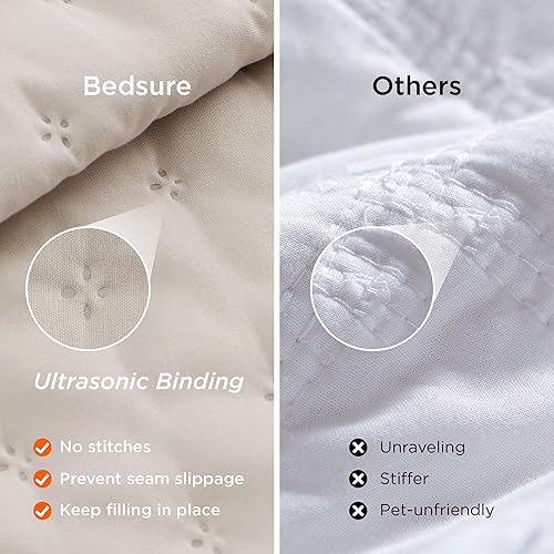 Vista 174 de Bedsure - Juego de colcha tamaño individual extralargo, ultrasónico suave, diseño de trébol, colcha ligera para todas las estaciones