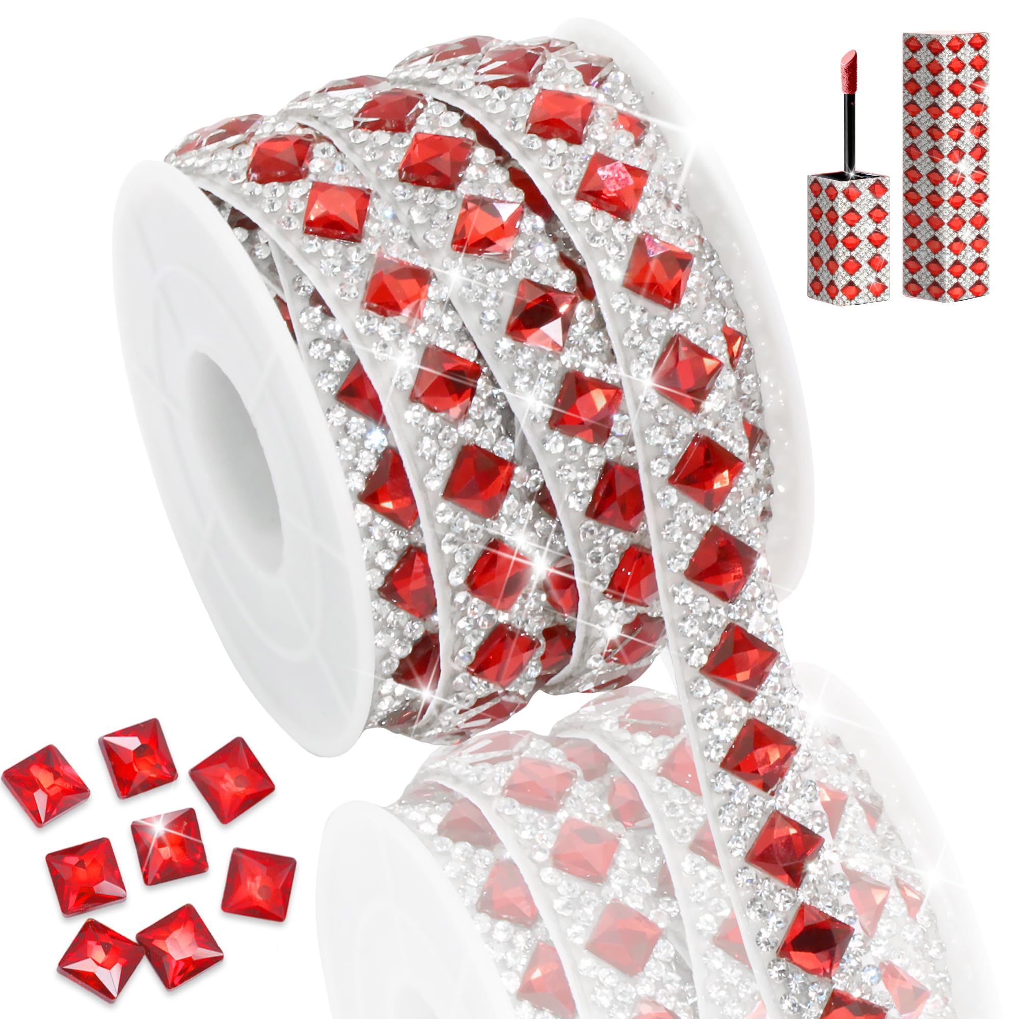 Ruban de strass rouge pour loisirs créatifs et décoration de voiture autocollant 1cm
