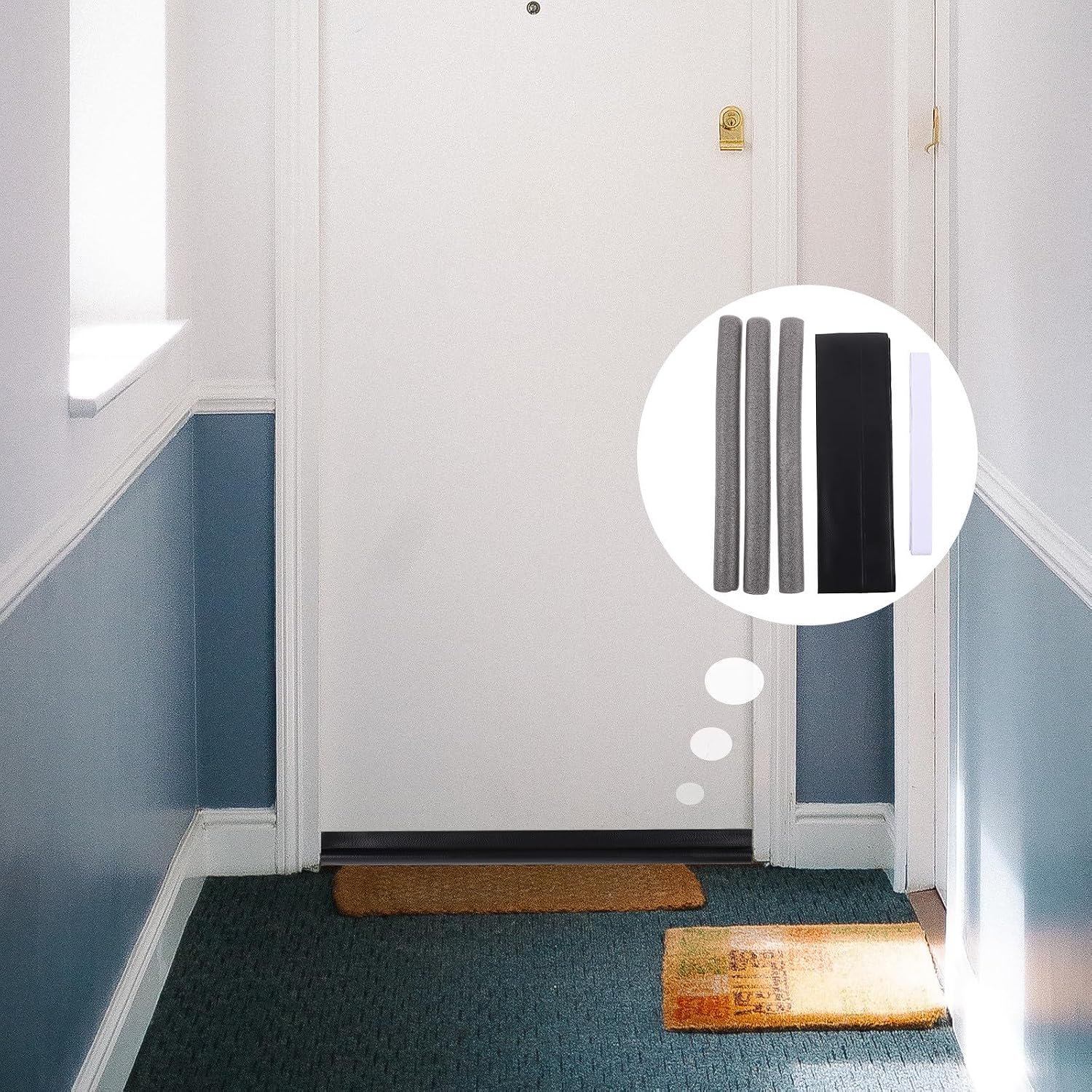 Uonlytech Door Draft Stopper Weighted Door Bottom Draft Stopper Black Single-Side Seal Strip Windproof for Bedroom and Home Use