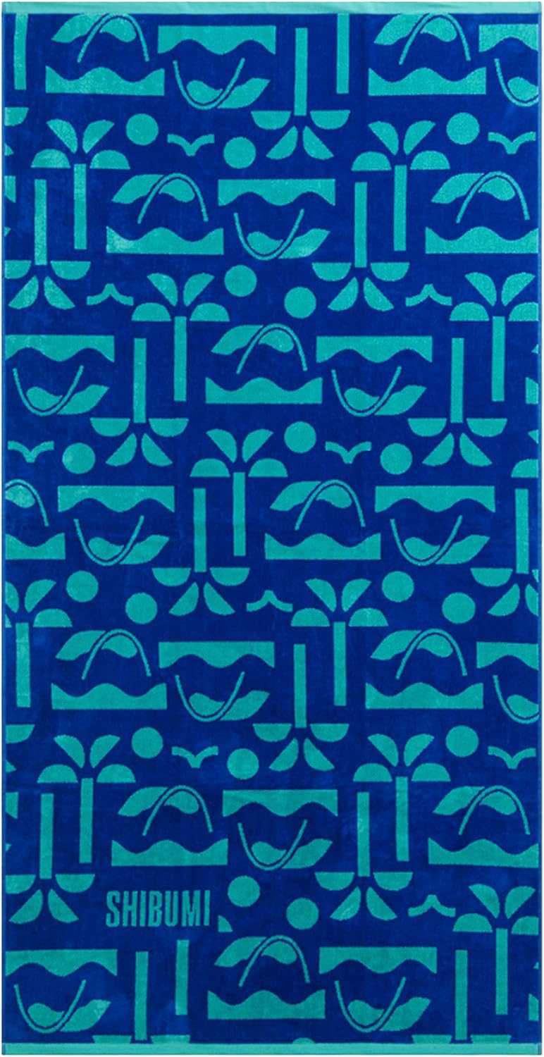 Shibumi Luxe Towel, Ebb & Flow, 35"" x 68"", Oversized and Lightweight Beach Towel, Extra Soft Velour Front and Absorbent Terry Back, 100% Cotton & Machine Washable
