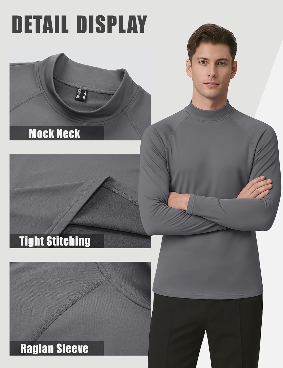 Cavva Men's Thermal Fleece Lined Shirts Mock Neck Long Sleeve Undershirt Athletic Casual Base Layer Winter Top - Image 5