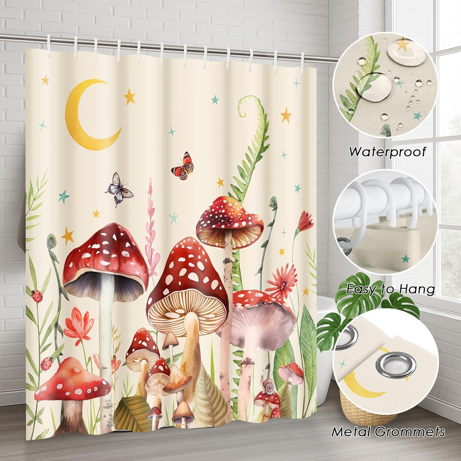 Arttown Bathroom Set with Shower Curtain and Rugs Accessories, Shower Curtains, Bathroom Decor 4 Pcs