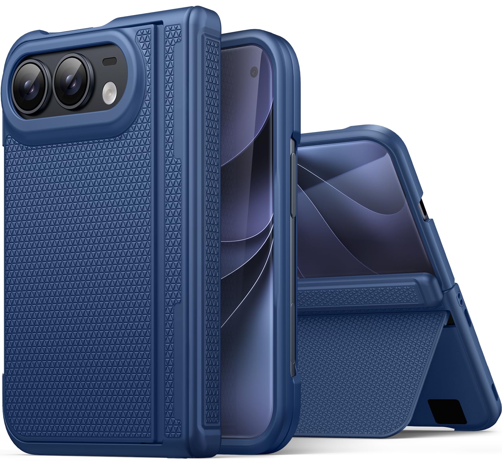 für iPhone Duo Hülle mit Ständer, Robuster Scharnierschutz, Blau