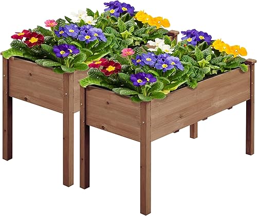 Yaheetech 2 macetas elevadas de madera para horticultura de 48 x 24 x 30 pulgadas, con patas, cama de cultivo de pie para jardinería, patio, balcón, disponible en Yaxa Venezuela