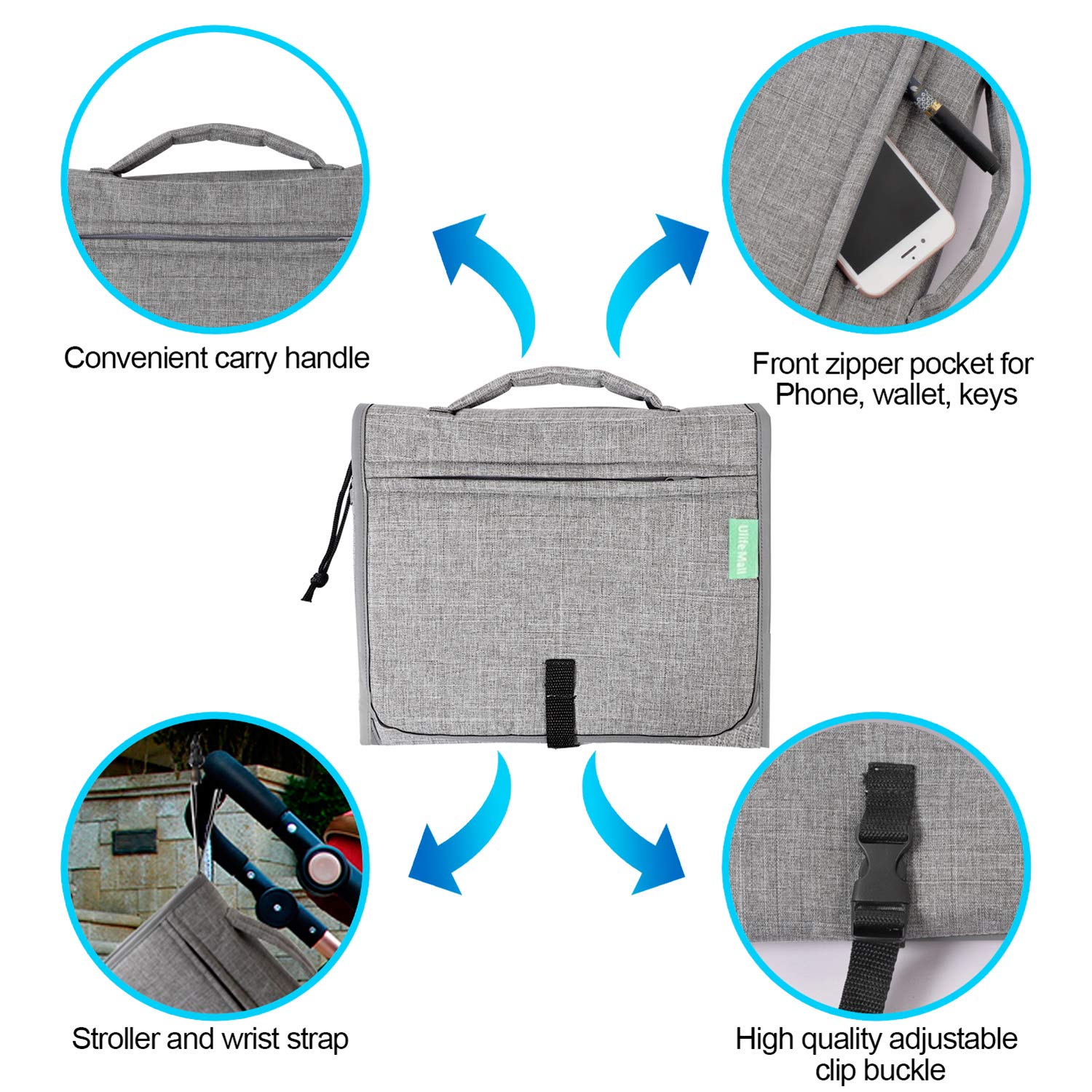 Opvouwbare baby reizen veranderende mat, draagbare baby