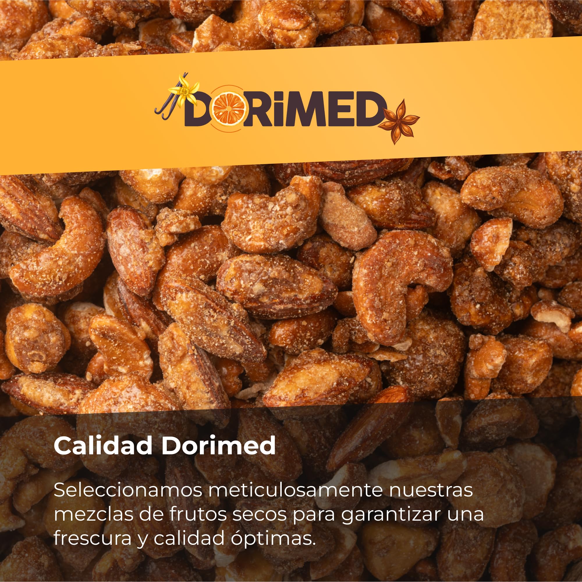 Mezcla de Frutos Secos 1Kg Caramelizadas con Miel Macadamia Pacanas Anacardos Avellanas Almendras Snack Dulce Sin OGM Sin Gluten Vegano