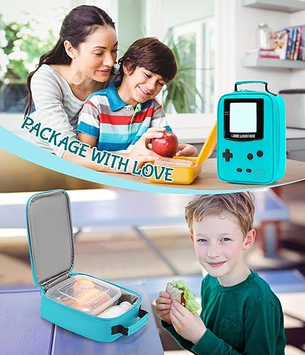 Miniatura 15 de Lonchera para niños, lonchera de cuero con aislamiento térmico para la escuela, lonchera térmica para niños, niñas, niños y adolescentes