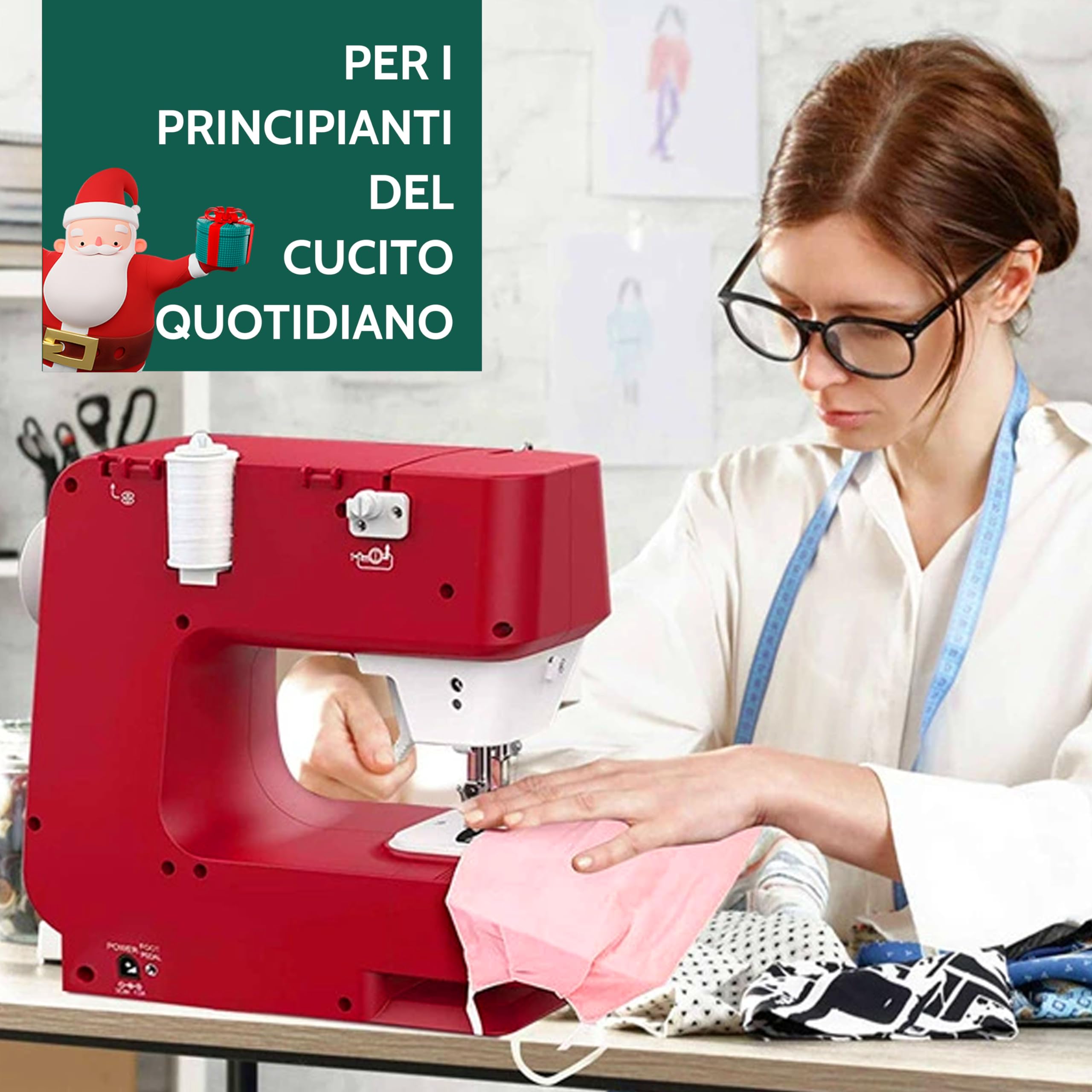 Mini macchina da cucire compatta per principianti, macchina portatile a doppia velocità Macchina da cucire computerizzata con controllo della velocità,kit da cucito per la casa,viaggi,fai da te a mano