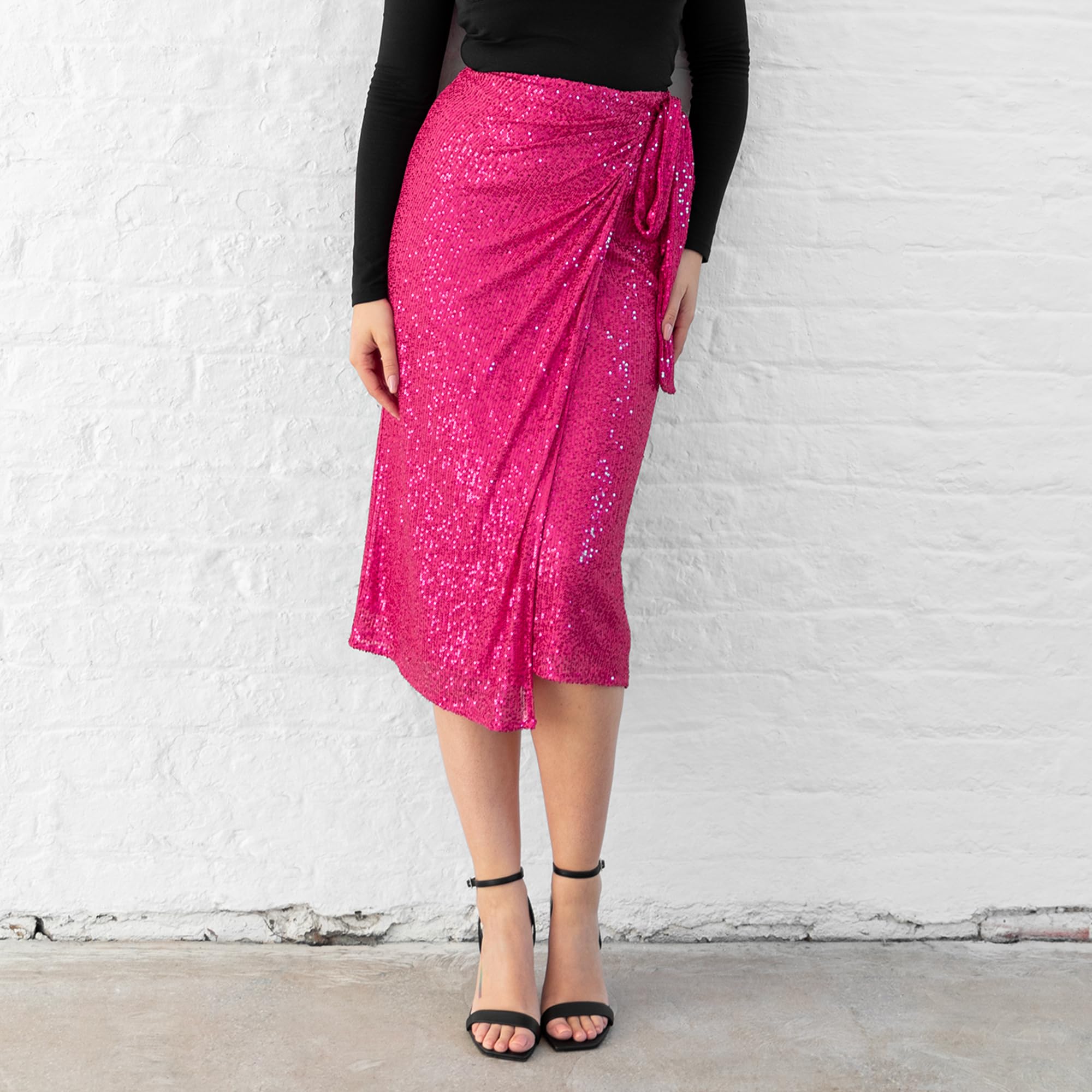 Lovedrobe Women's Midi Skirt Ladies Wrap Sequin Embellished Lined Evening Occasion Party Wear