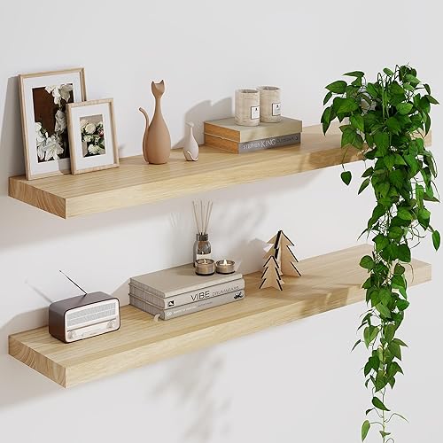 Solid Wood Floating Shelves For Wall, 36”W x 9”D x