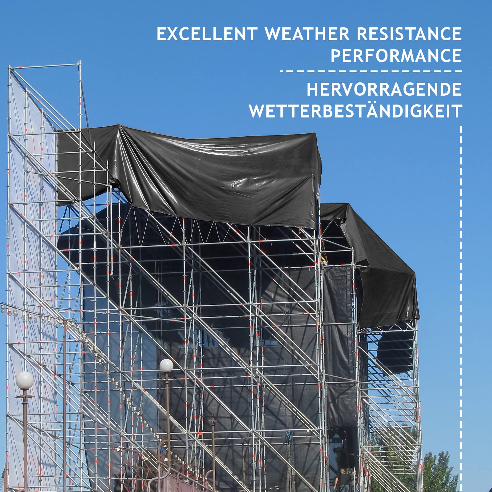Jago® Telo Impermeabile - 4 x 5 m, PVC 650 g/m², Impermeabile, Antipioggia, con Occhielli, Antracite - Telo Copritutto Occhiellato, Copertura, Telone Protettivo da Esterno, Legna, Campeggio
