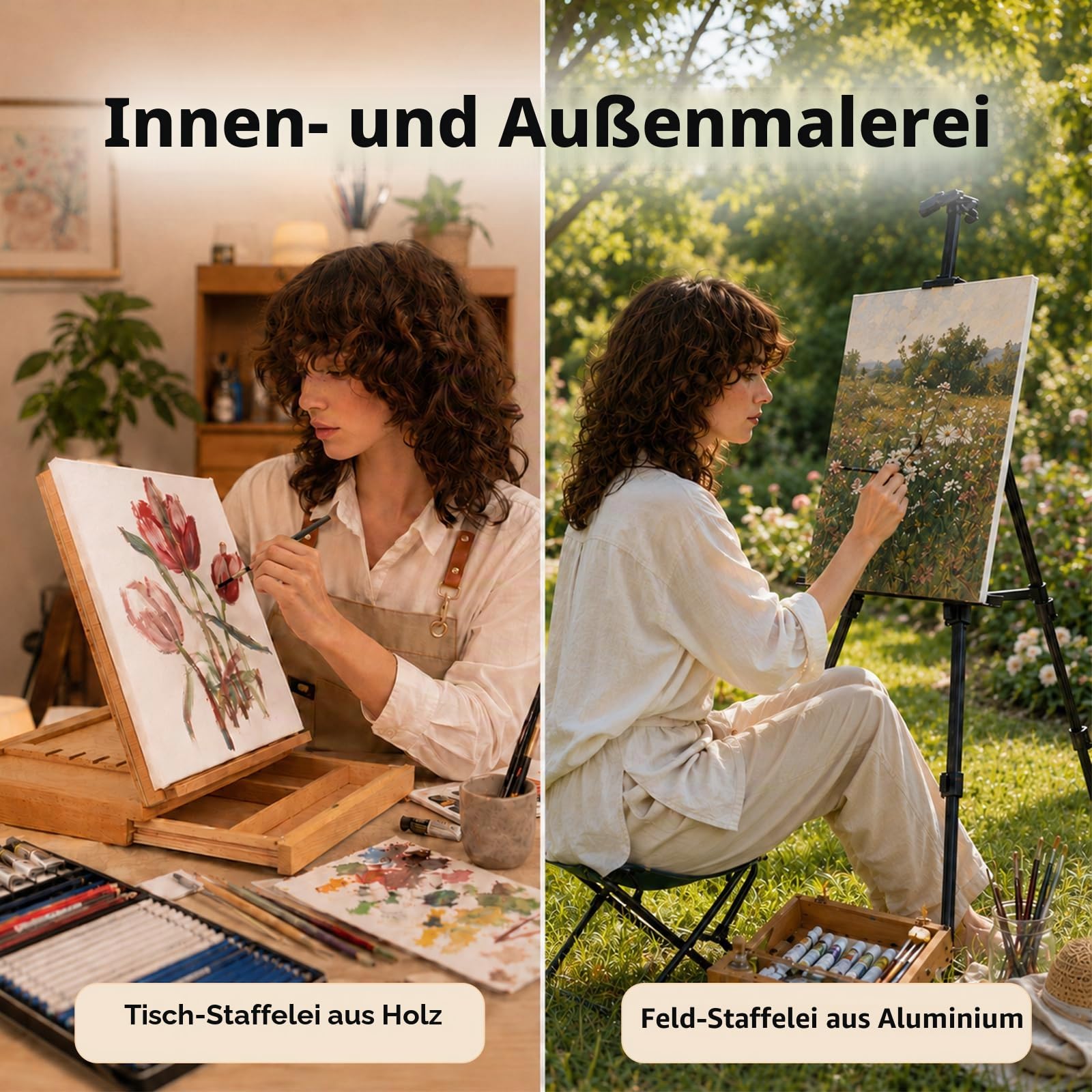 DJAR Professionelles All-in-One-Kunstmalerei-Set mit FSC-zertifizierter Staffelei aus Buchenholz, 96 Acryl-, Aquarell- und Ölfarben-Set, komplettes Malset für Erwachsene, Künstler, Anfänger, 174