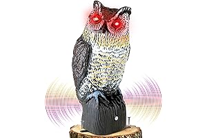 Realistic Plastic Owl Decoration Scare Birds Away,Owl Scarecrow With Flashing Eyes&Sound