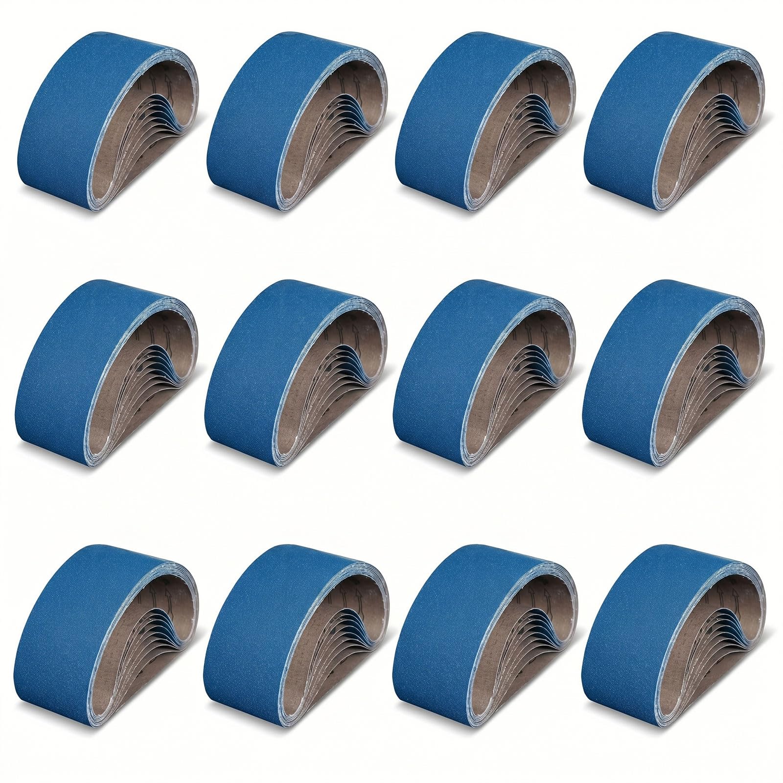 Juego de 12 bandas de lija de 75 x 533 mm, 40/60/80/120 para lijadora de banda lijadora, para lijar, limar, afilar y eliminar el óxido
