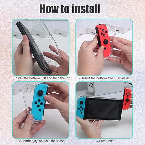 Miniatura 7 de Switch Clear Case, Dockable Protective Hard Cover Case for Nintendo Switch and Soft TPU Grip Case for Joy-Con with Tempered Glass Screen Protector