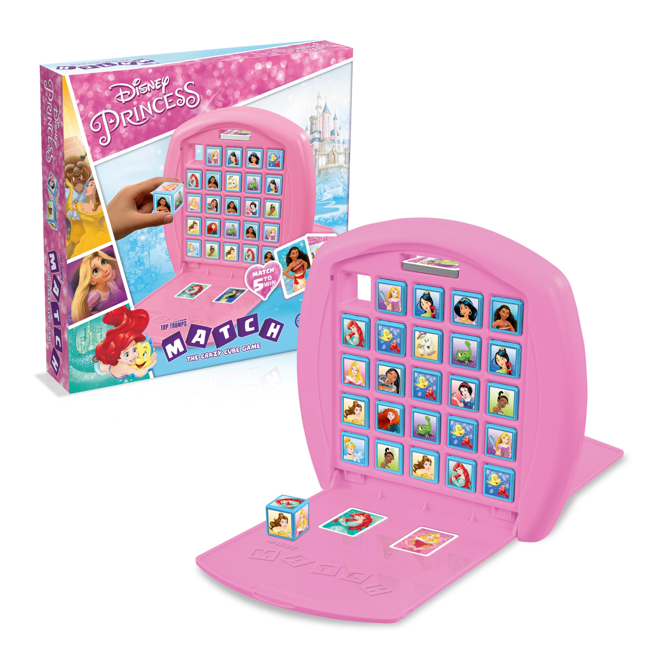 Winning Moves - Match Disney Princesses - Jeu de société - Jeu de Voyage - Aligne 5 Cubes pour Gagner - A partir de 4 ans - 2 Joueurs - Version française