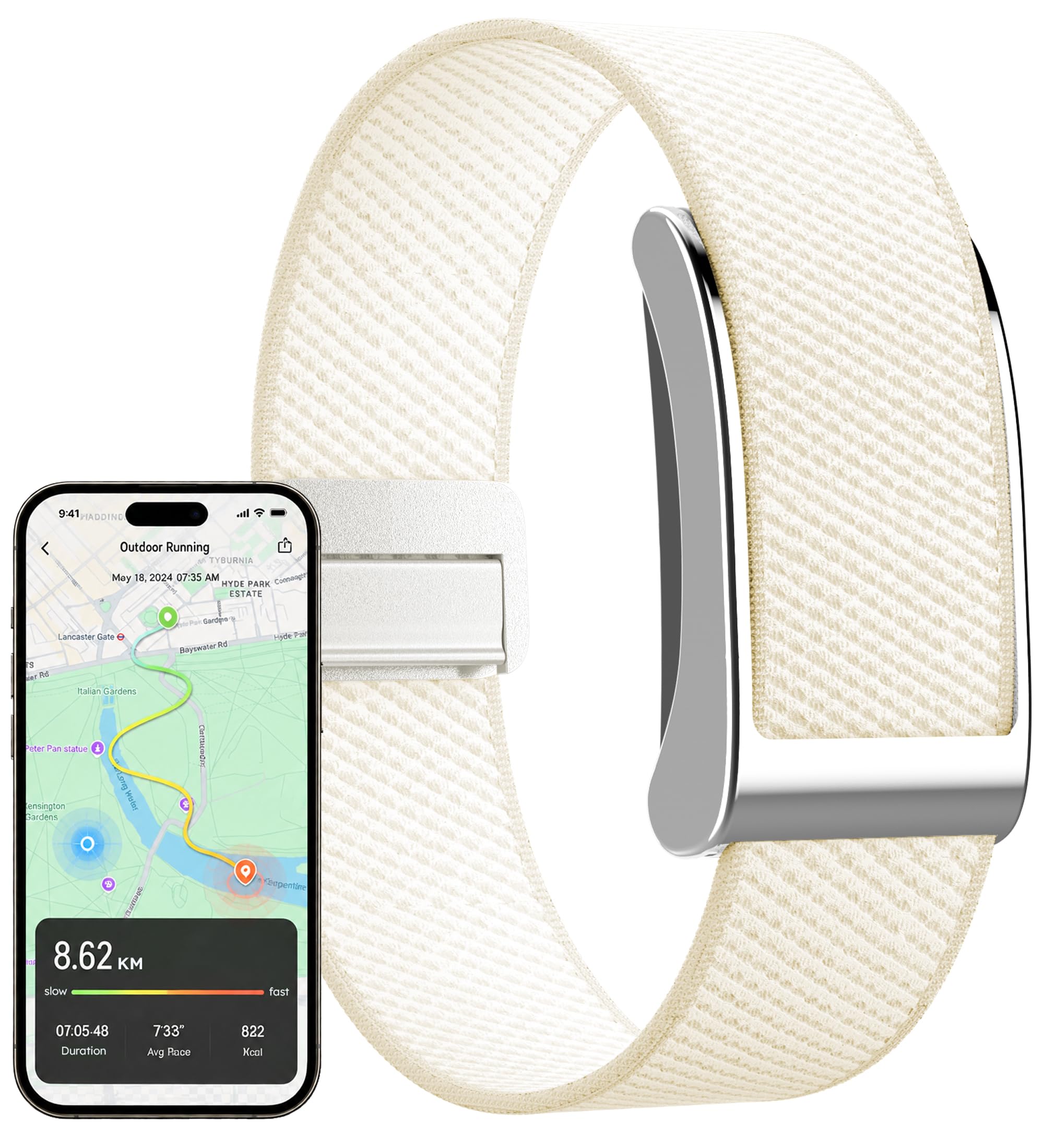 GPS Fitness Tracker Wearable Activity Tracker AI Health Analytics Sleep Heart Rate Monitor 100+ Sports Modes Screenless SOS & Fall Detection Long Battery Life Fitness Band for Men Women Senior