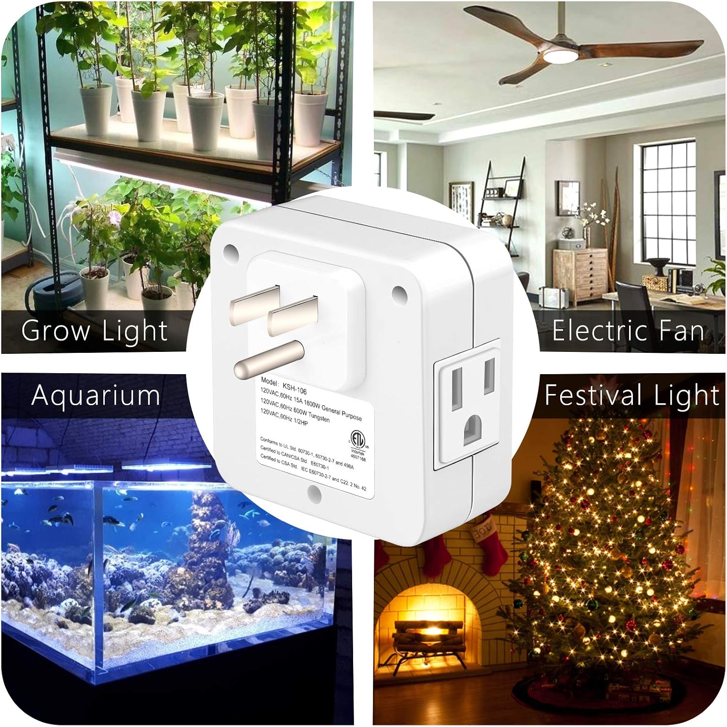 Kasonic Digital Timer Outlet, 7 Days Heavy Duty Programmable Light Timer; Indoor Use; ETL Listed with 2 AC Plug Capacity for Electrical Outlets, Lights, Lamps (White)