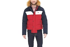 Men's Quilted Arctic Snorkel Bomber Jacket with Faux Fur Hood