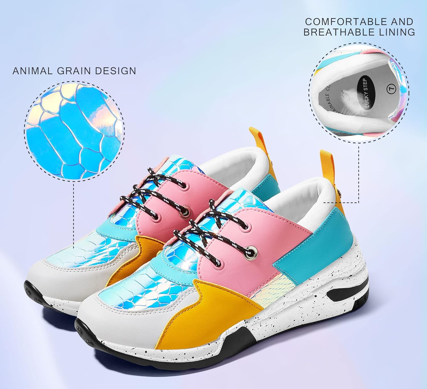 LUCKY STEP Women's High Heel Wedge Sneakers Fashion Cliff Platform Retro Lace Up Casual Shoes - Image 4