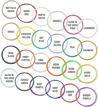 review Rocket3d 3D Printer/Pen Filament Sample Bag, 1.75mm Made in The USA, 24 Exclusive Colors, (Includes Wood and Marble PLA), Each Color is 15 Feet, 360 Total Feet Included