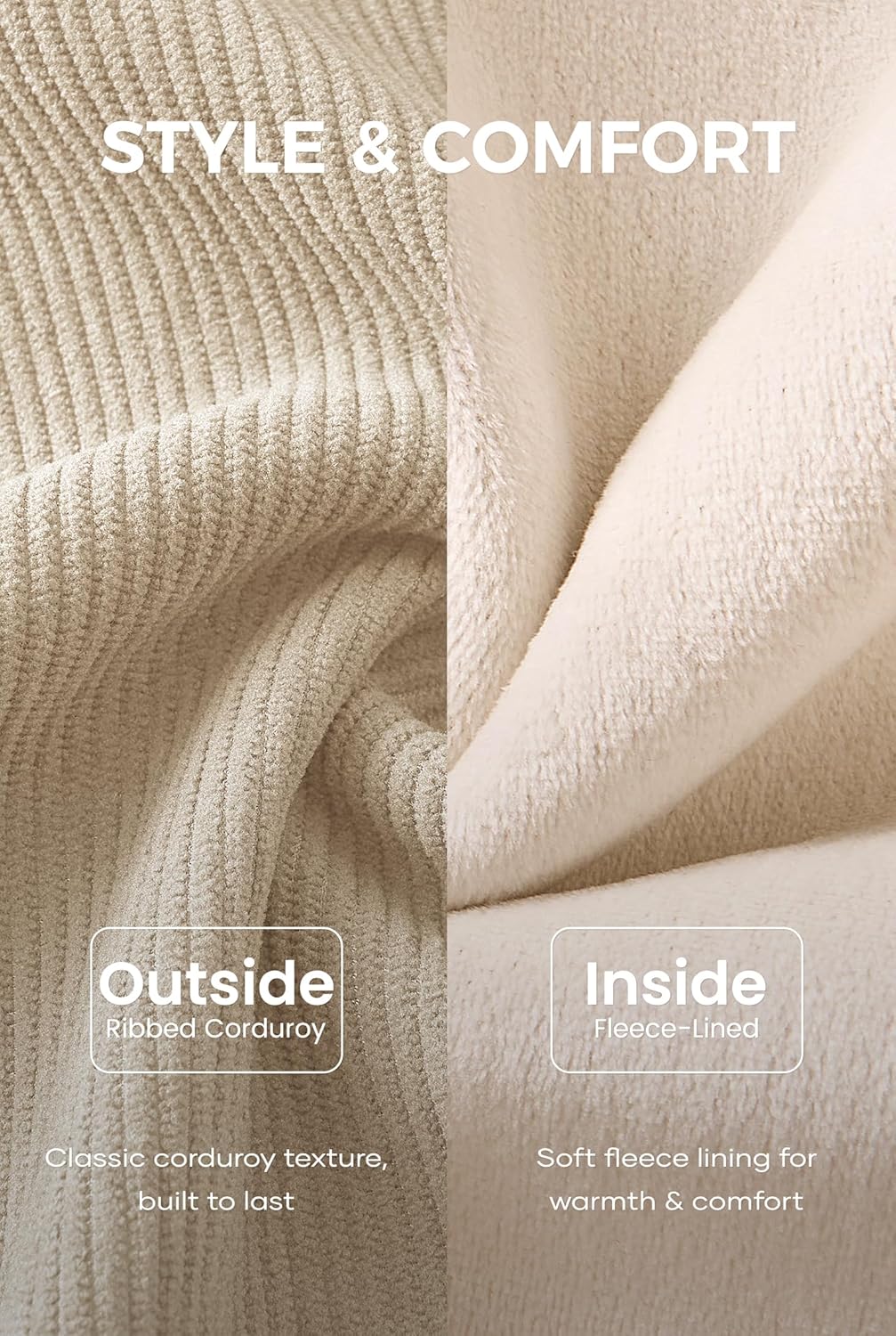 Mens Corduroy Fleece-Lined Sweatshirts Winter Heavyweight Casual Fashion Button Pullover (S-3XL) - Image 4