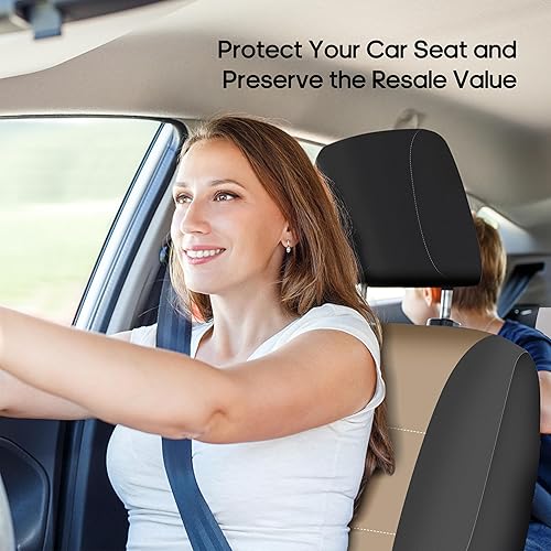 Miniatura 4 de FH Group - Juego fundas para asientos de automóvil de respaldo bajo con reposacabezas extraíble de neopreno azul, ajuste universal, compatible con