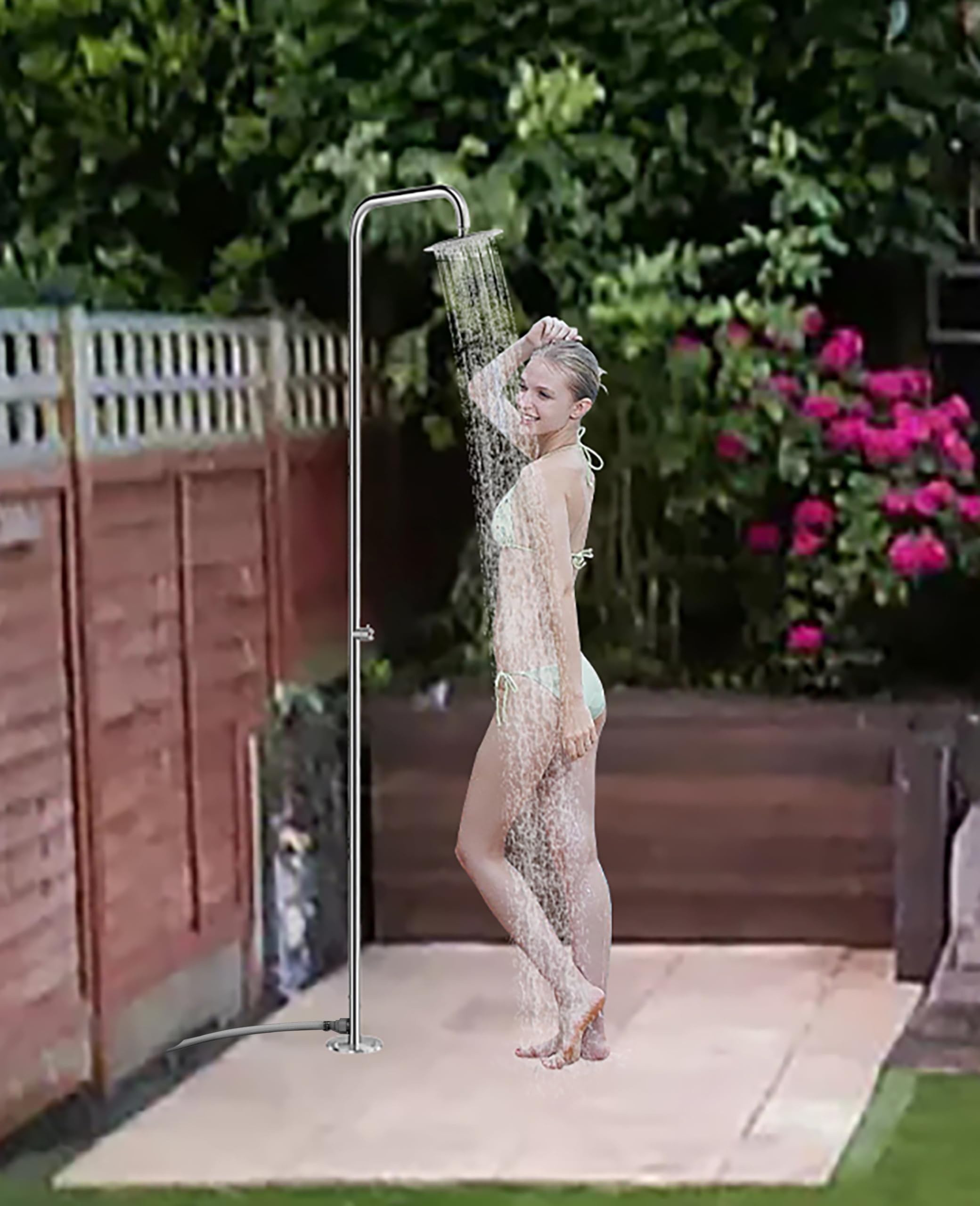 Wayime 87" Separable&Composable Free-Standing Brushed Stainless Steel 304 Rainfall Outdoor Shower