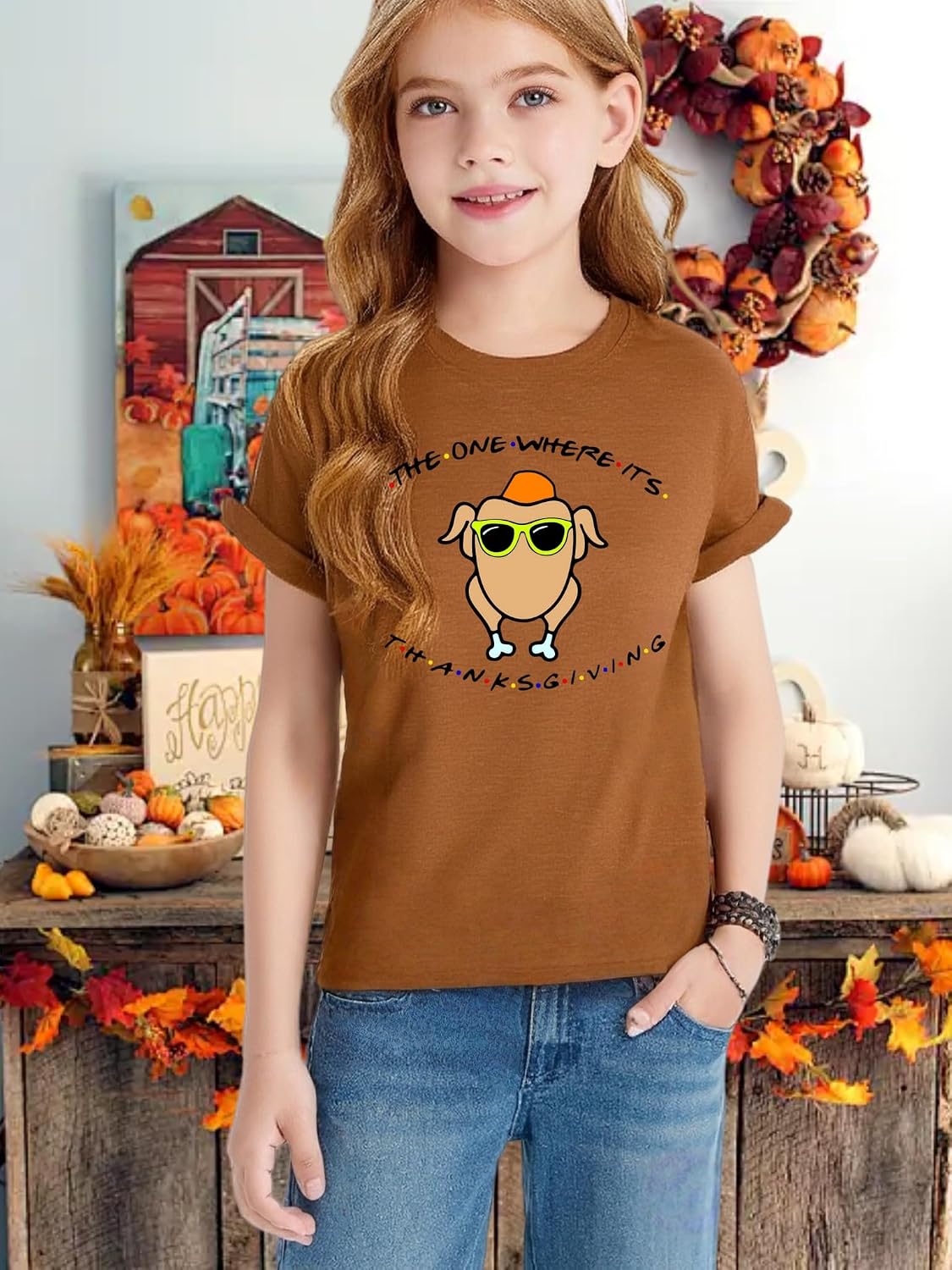 Thanksgiving Shirt Toddler Boys Girls Pumpkin T Shirt Kids Thankful Grateful Fall Shirts Gifts Short Sleeve Tee Tops