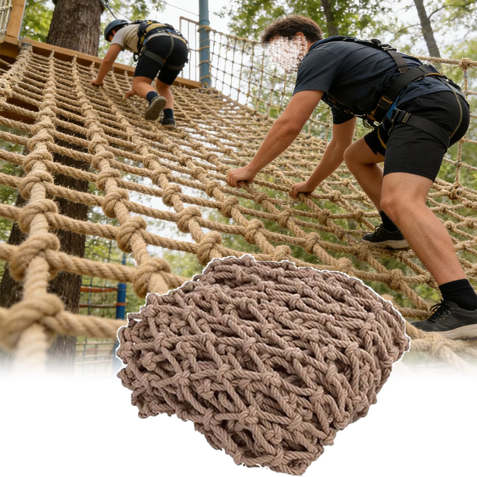 Lwjsocp Brown 16X20ft Hemp Rope Net - Climbing Cargo Netting For Kids Playgrounds, Rock Walls & Hammocks, 1Cm Diameter For Safety & Fun. Ideal For Outdoor Adventures!