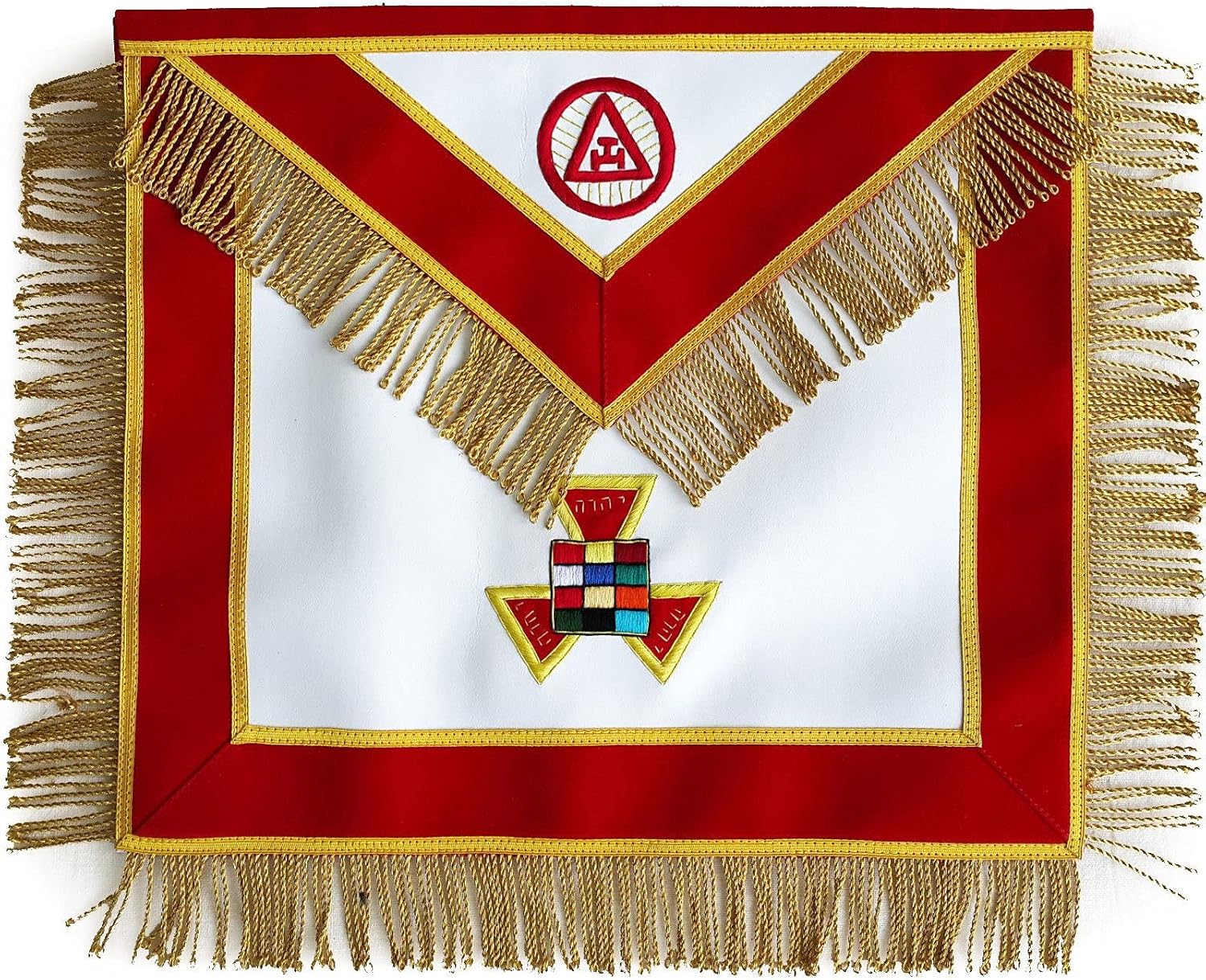 BRICKS MASONS Past High Priest Royal Arch Chapter Apron - Red Hand Embroidery with Fringe