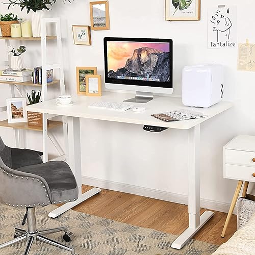 Miniatura 2 de Tangkula Mesa universal de madera, escritorio sólido de una pieza de 48 x 24 pulgadas para marco de escritorio estándar y sentado a pie, encimera de