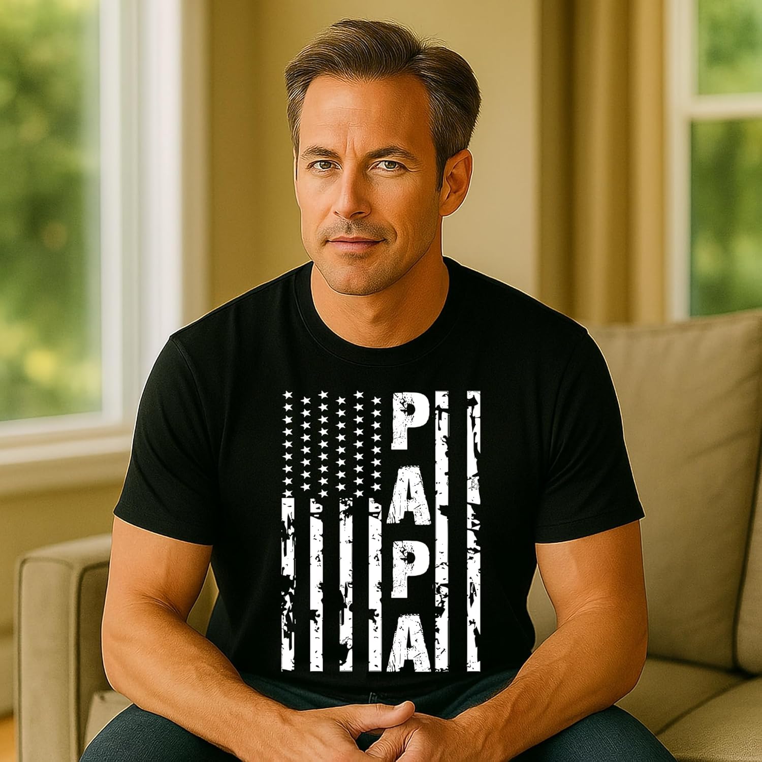 Kropsis Papa Vintage American Flag Men's T-Shirt - Image 6